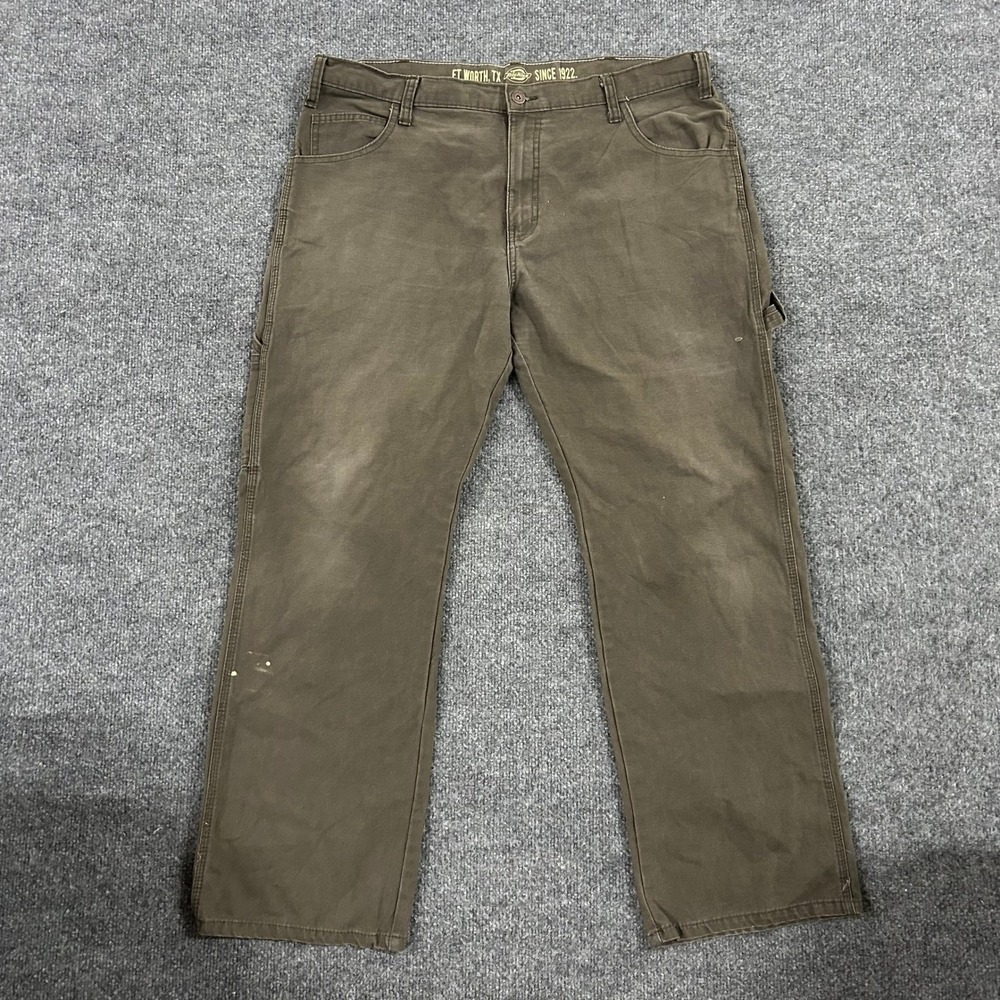 Dickies Carpenter Pants Mens 36x30 Brown Duck Canvas Relaxed Fit Utility Work